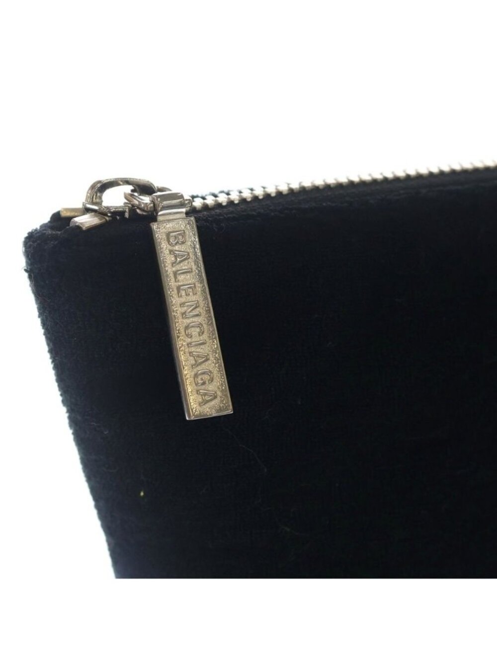 Balenciaga BB Monogram Sponge Pouch Clutch Black Pile Silver - Picture 5 of 6